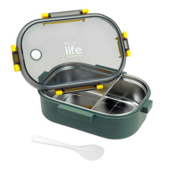 Ecolife - Φαγητοδοχείο 900ml Με Χώρισμα Forest Green