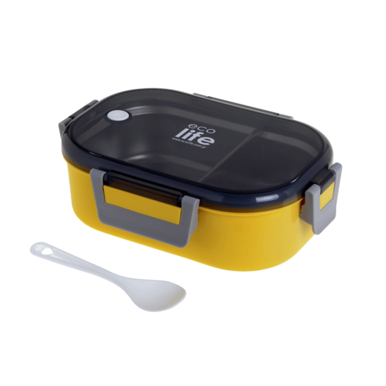 Ecolife - Φαγητοδοχείο 900ml Με Χώρισμα Yellow
