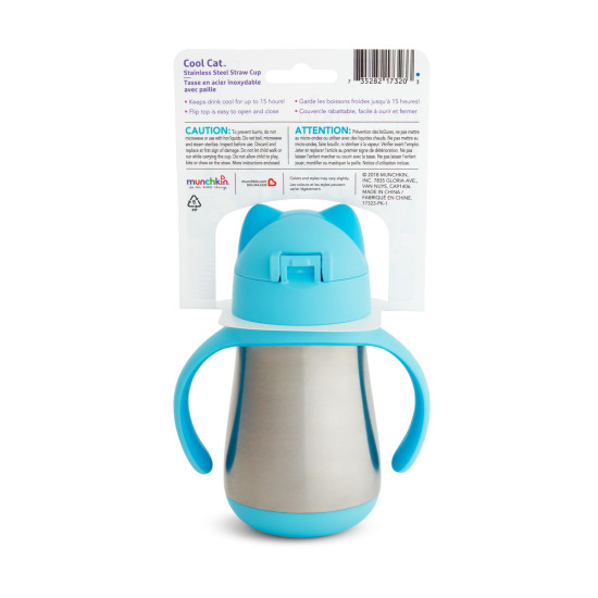 Munchkin - Cool Cat - Stainless Straw Cup - Blue