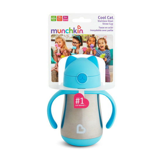 Munchkin - Cool Cat - Stainless Straw Cup - Blue